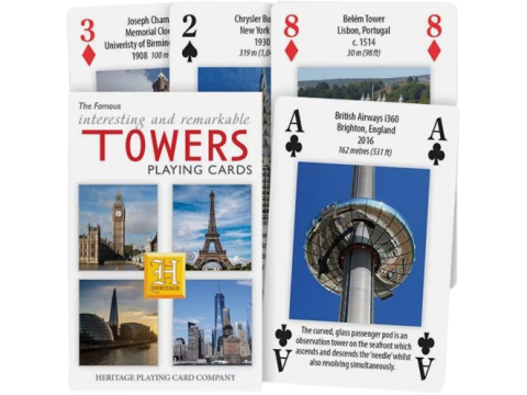 Famous and Interesting Towers Deck of 52 Playing Cards + Jokers 