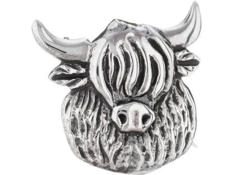 Toucan of Scotland Sterling Silver Highland Cow Head Brooch