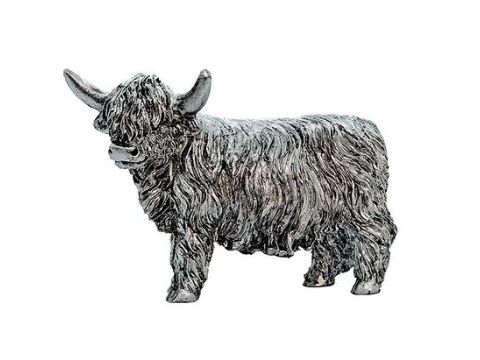 Silver Highland Coo Figurine