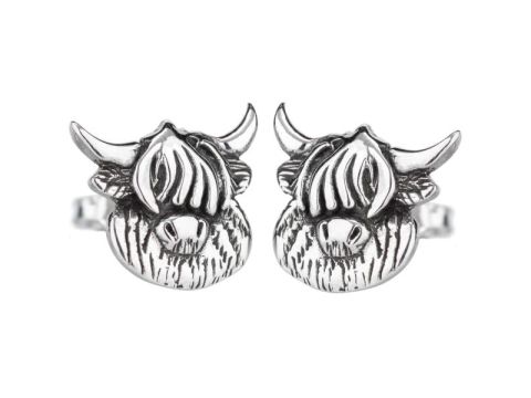  Sterling Silver Highland Cow stud earrings