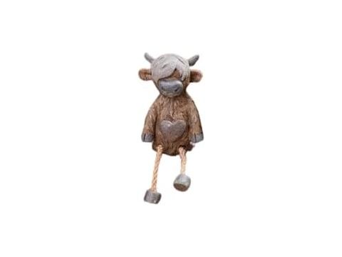DOUGAL HIGHLAND COW SHELF SITTER POLYRESIN WITH STRING LEGS