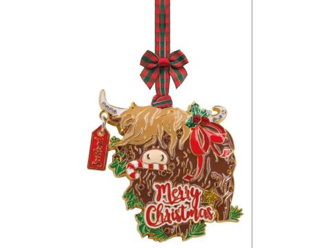 Boxed Metal Crystal Christmas Tree Decoration – Highland Cow