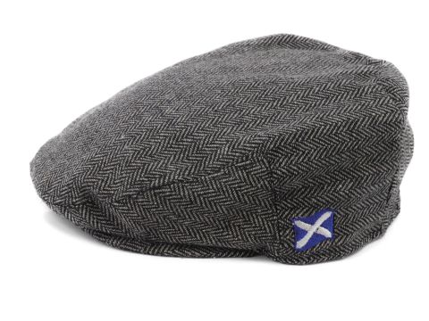 Flat Cap Grey Herringbone Saltire