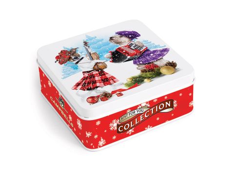 90g Christmas Musical Dogs Tin (shortbread fingers)