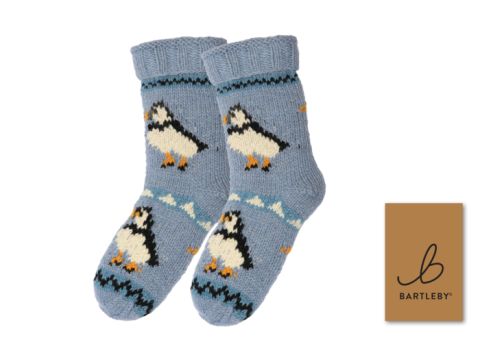 Long Wool Knit Socks - Puffins