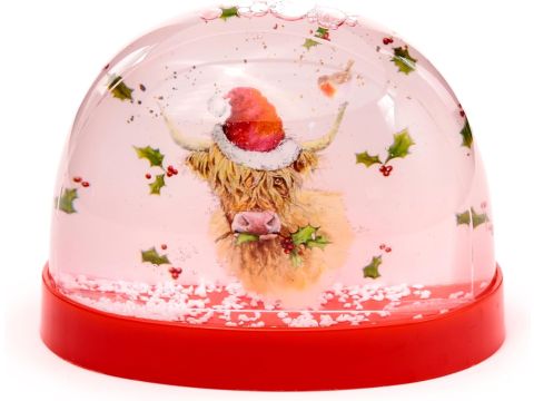 Christmas Jan Pashley Highland Coo Large Glitter Snow Storm