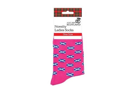 Scottish Saltire Pink Ladies Novelty Socks