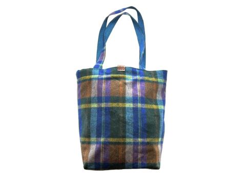 Heritage Tweed Shopping Bag - Blue Check