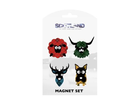 Scottish Tartan Character 4pk Magnet Set