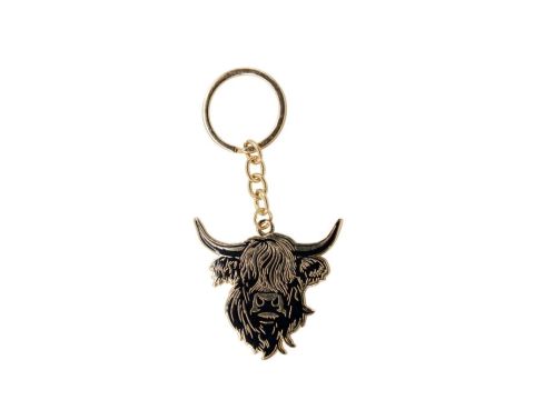 Heilan Coo Enamel Keyring - Black & Gold