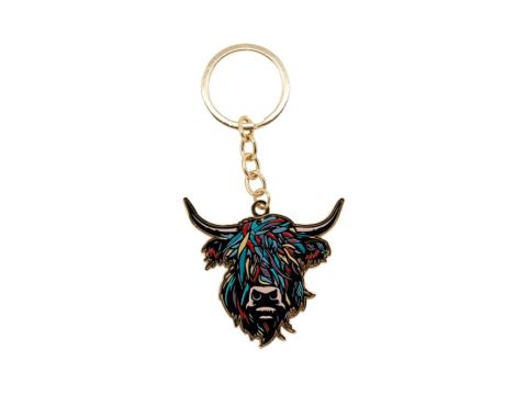 Heilan Coo Enamel Keyring - Multi Coloured