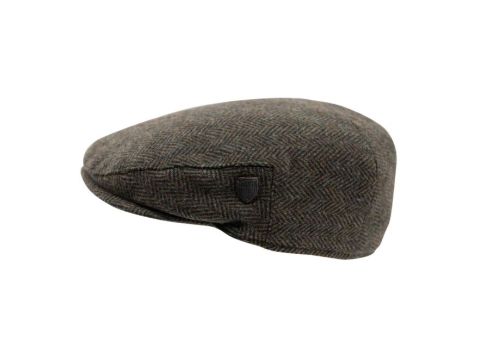 Carlyle Heath & Co Jumbo Herringbone Wool Flat Cap - Brown