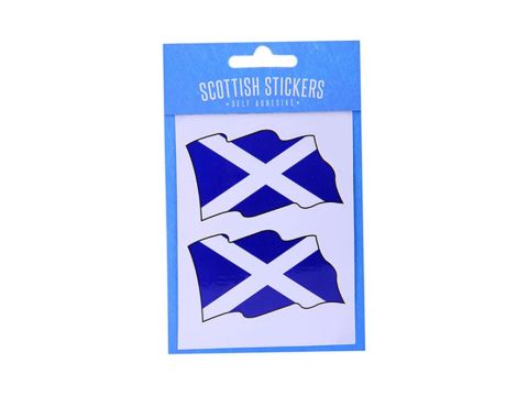 Saltire Wavy Flag Mini Sticker X 2