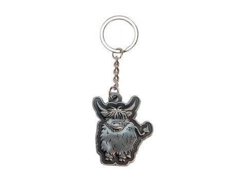 Metal Highland Coo Keyring