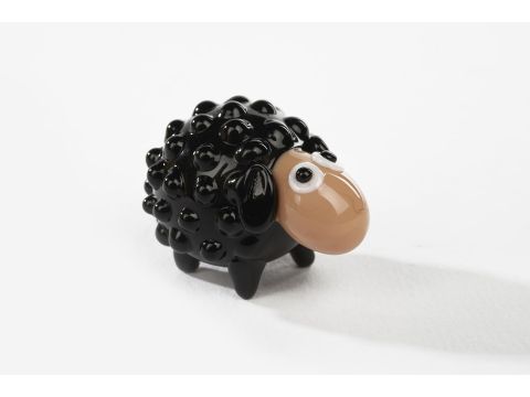 BLACK GLASS SHEEP WITH BROWN FACE