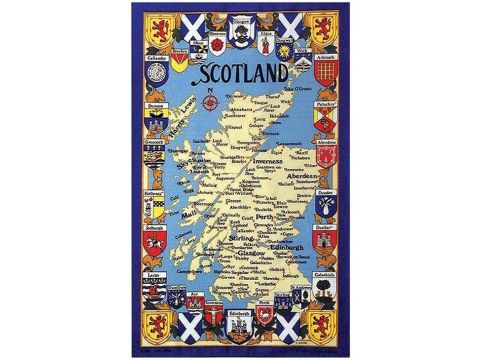 SCOTLAND MAP & COAT OF ARMS TEA TOWEL