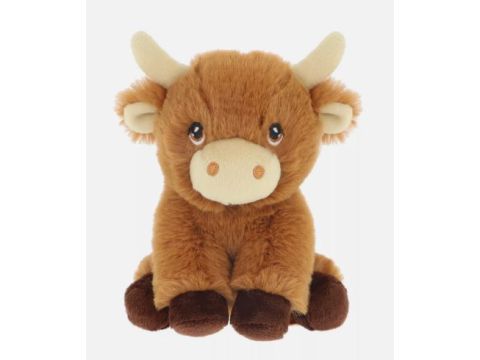 Keel Toys Keel Eco Mini Collectable Shaggy Highland Cow Cuddly Soft Toy Teddy 12cm 