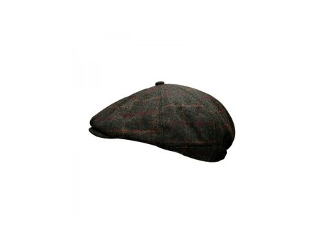 Peaky Stud Green Tweed Cap