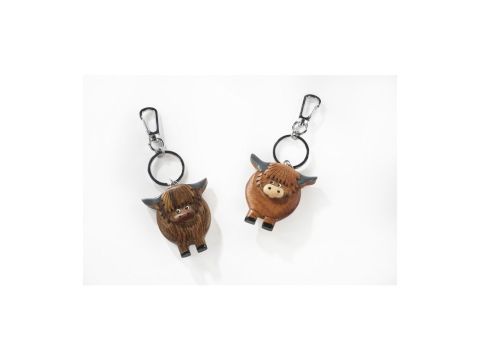 Wooden Highland Cow Keyring