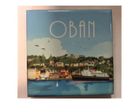 Oban Ceramic Magnet - McCaigs Tower - Cal Mac Ferry
