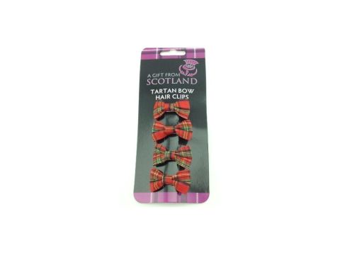 Red Tartan Bow Hair Clips - Set of 4