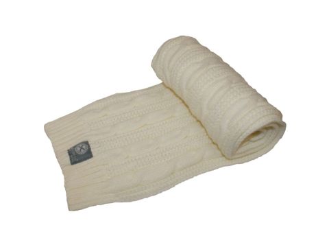 CABLE KNIT SCARF – WHITE