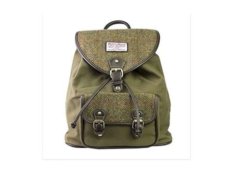 Genuine Harris Tweed & Green Canvas Rucksack / Backpack