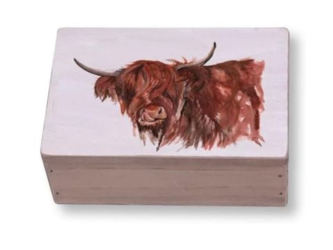 Meg Hawkins Highland Cattle Box, 15x10cm
