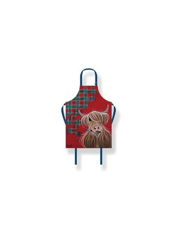 D&C Supplies McMoo Highland Cow Tartan Print Cotton Denim Adult Apron