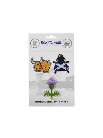 Scottish embroidered patch set coe sheep and thistle