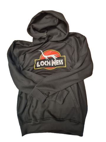 Nessie Dinosaur Black Hoodie - Small