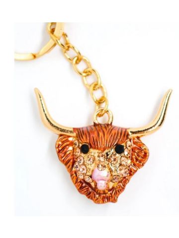 Metal and Diamante Highland Cow/Puffin or Robin Keyring (1 SUPPLIED)