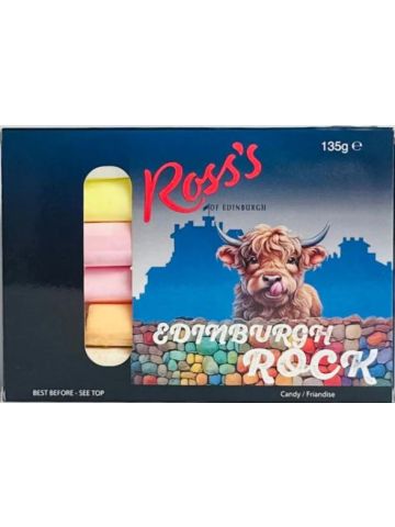  Ross's of Edinburgh Skye MacCoo Edinburgh Castle Rock - 6 Stick Edinburgh Rock in Gift Box, 135g 