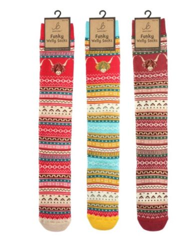Funky Welly Socks - Nordic Highland Cow (1 SUPPLIED)