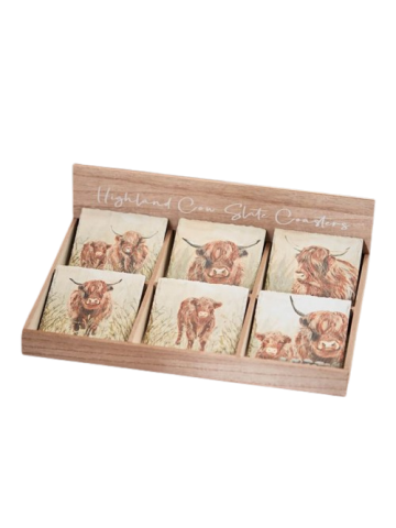 SLATE DOUGAL HIGHLAND COW COASTER (1 SUPPLIED)