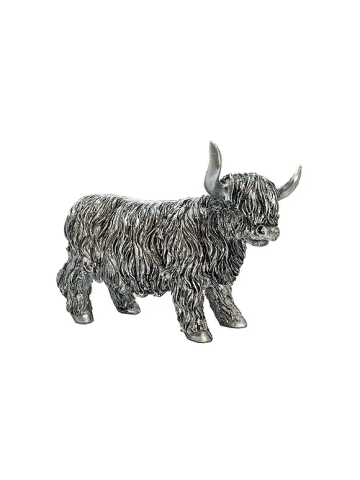 Silver Highland Coo Figurine 12cm