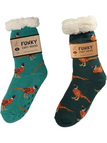 Funky Cosy Sherpa Socks - Golden Pheaseant - 1 Pair (Colour Chosen At Random)