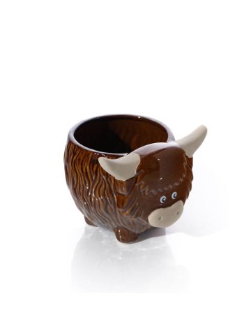 HIGHLAND COW NOVELTY SHAPED STONEWARE PLANTER