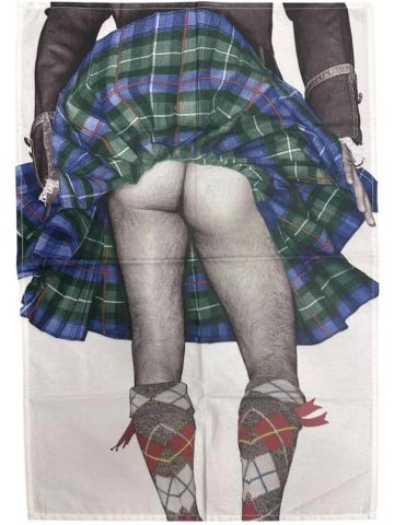 Cheeky Scottish True Scotsman Kilted Highland Swing - Cotton Tea Towel