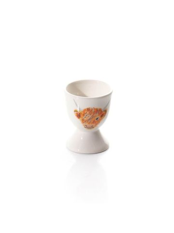 HIGHLAND COO RAINBOW WHITE CERAMIC EGG CUP