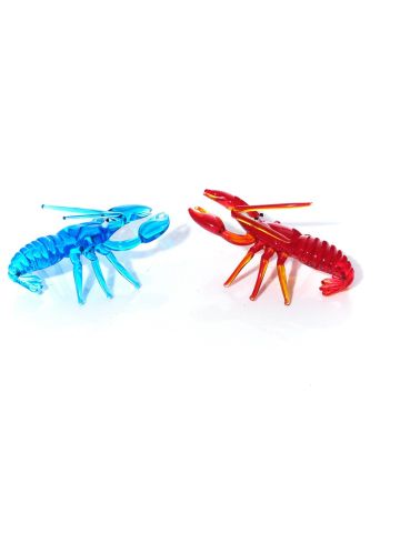  GLASS LOBSTER ORNAMENT HAND BLOWN *** (1 SUPPLIED BLUE OR RED)***