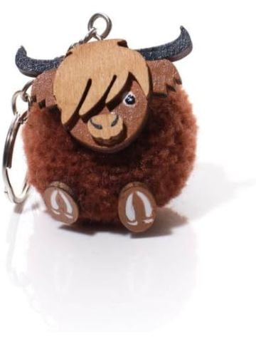 HIGHLAND COW MDF POM POM KEYRING
