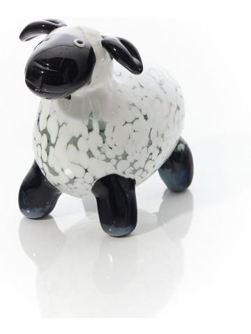 GLASS HAND BLOWN SHEEP ORNAMENT WITH BLACK FACE