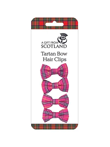 Pink Tartan Bow hair Clips
