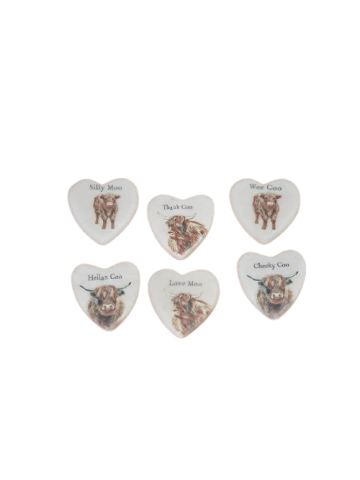MARBLE DOUGAL HIGHLAND COW HEART TOKEN (1 SUPPLIED)