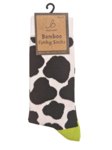 Ladies Funky Bamboo Socks - Cow Patch