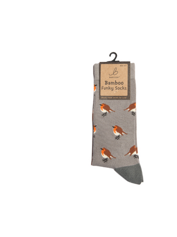 Ladies Funky Bamboo Socks - Garden Robin 