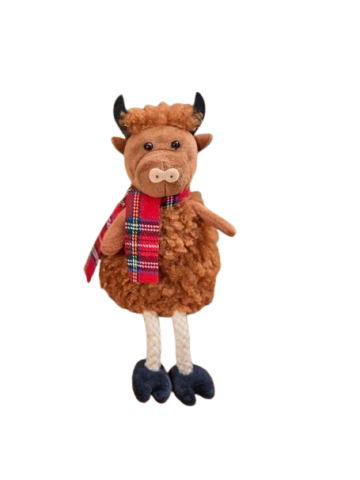 HIGHLAND COW WITH TARTAN SCARF 