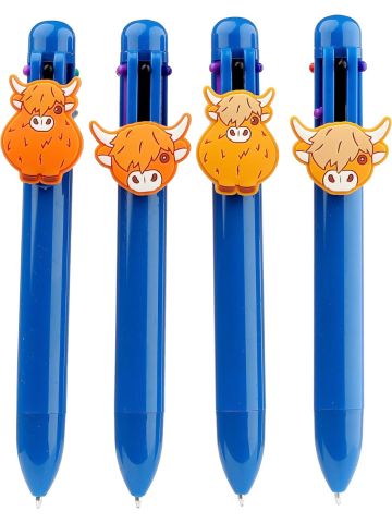 Highland Coo Multi Colour Pen with Cow Charm Topper (1 PEN)