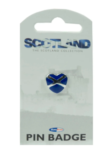 Heart Shape Saltire Pin Badge - Blue